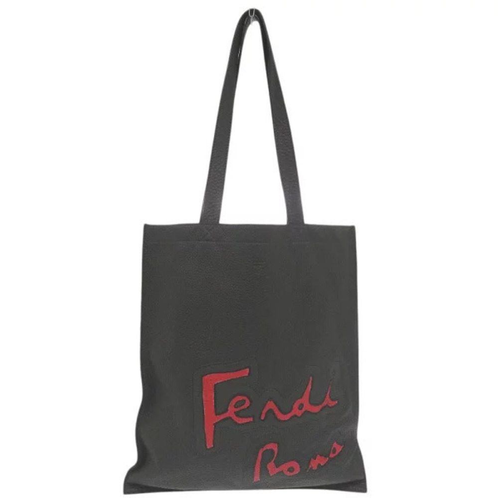 Fendi Roma flat tote bag leather suede gray red Hobo